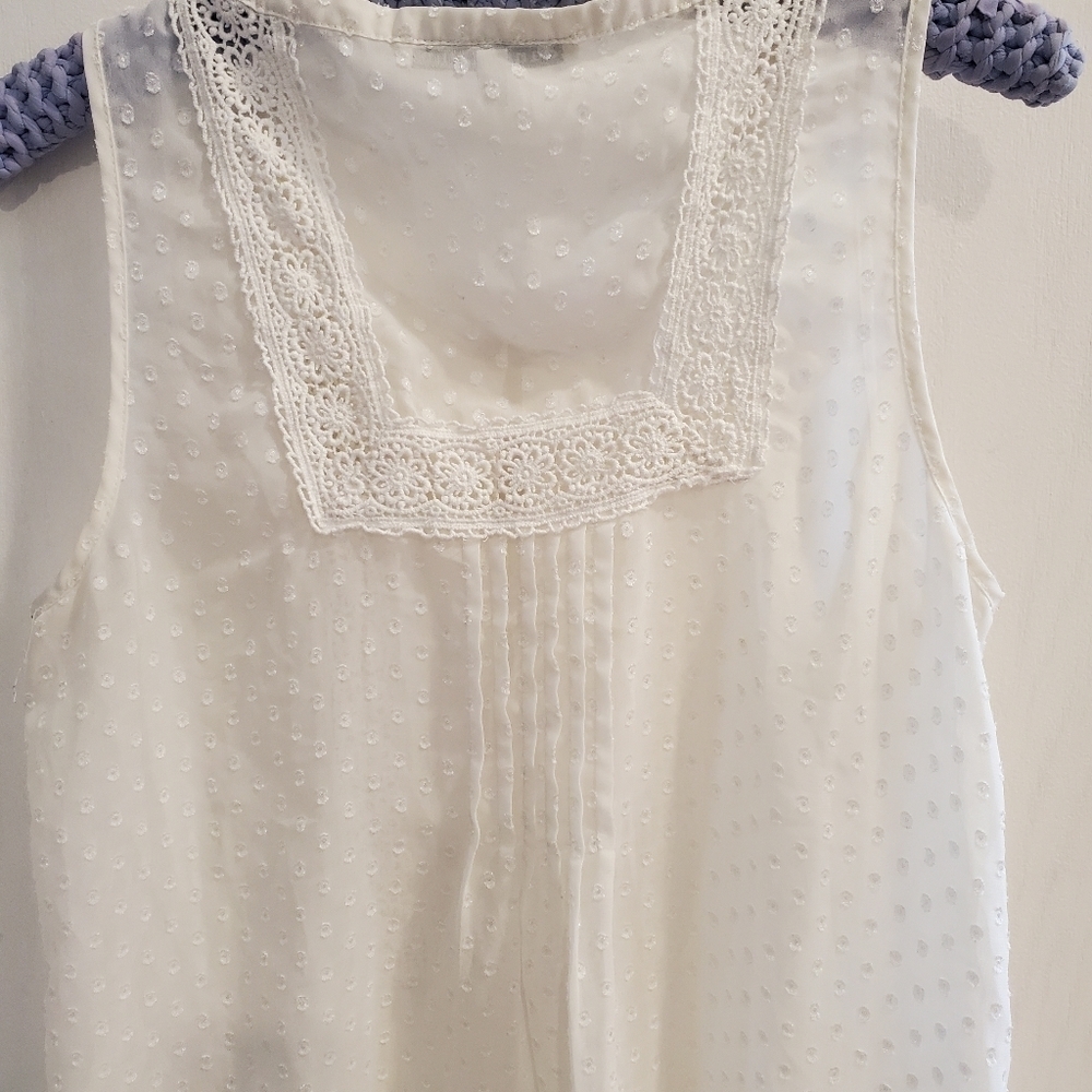 Daniel Rainn Cream Sheer Lacey Top S - Picture 5 of 5